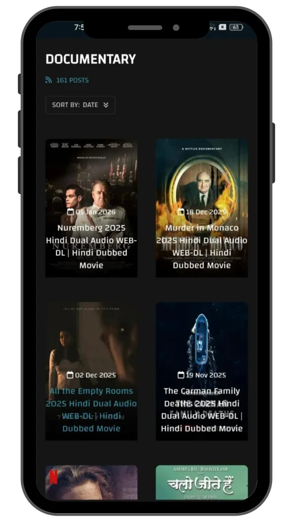 Documentaries in Vegamovieshd App