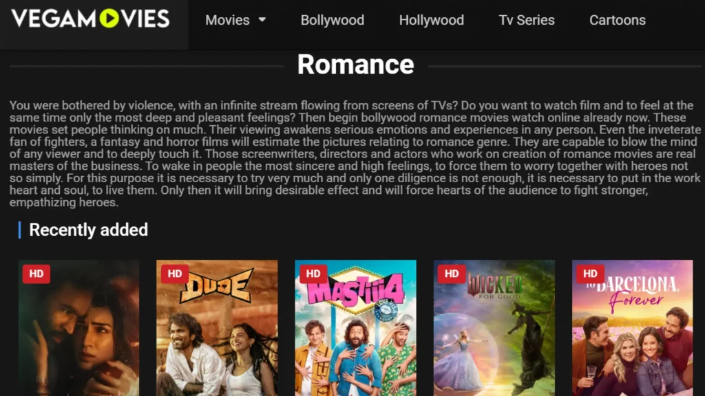 Watch Romance Movies in VegaMovies App